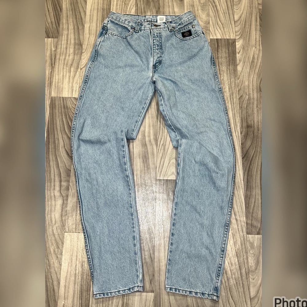 WOMENS SIZE 8 HARLEY DAVIDSON HIGH RISE LIGHT WASH JEANS MADE IN THE USA